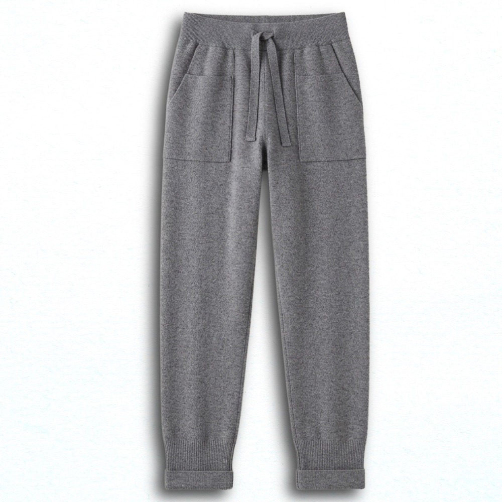 Zara Knit Gray Joggers High Waisted Drawstring Pocket Lounge Pants Small